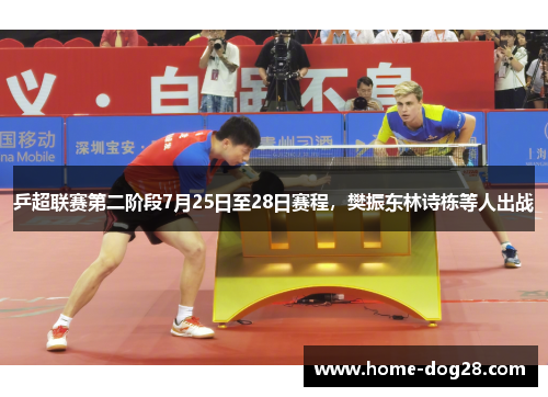 乒超联赛第二阶段7月25日至28日赛程，樊振东林诗栋等人出战